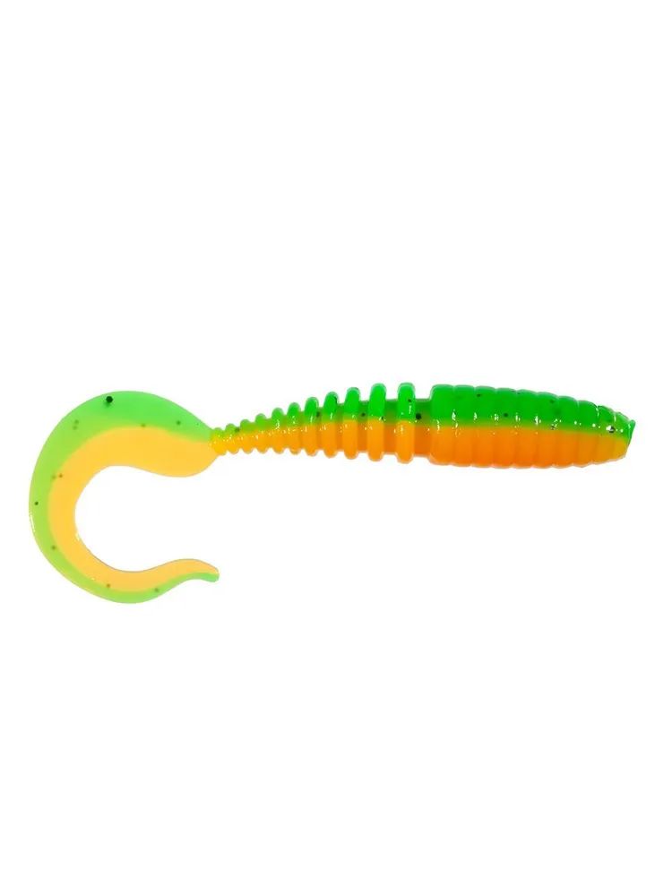 Приманка ZUB-TWIST 150мм(5, 9")-4шт,  (цвет 022) зеленый верх -оранжевый низ