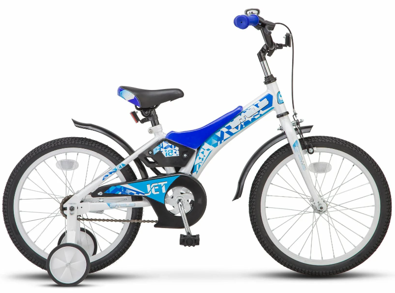 Велосипед колёса 16" детский STELS Jet, 1 скорость, рама  сталь 9" (белый/синий)