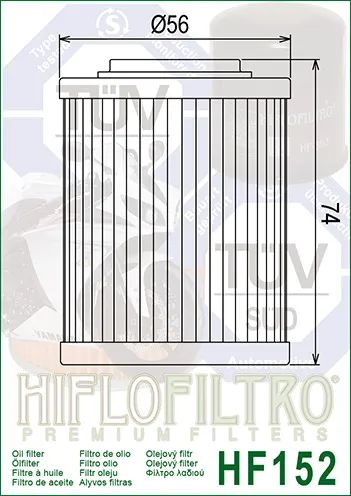 Фильтр масляный Hi-Flo HF152 CFMOTO(X4, 400L, X5HO, 500HO, X6EPS, 600EPS, X8, 800HO, X10, Z8, Z10, U8) RM800