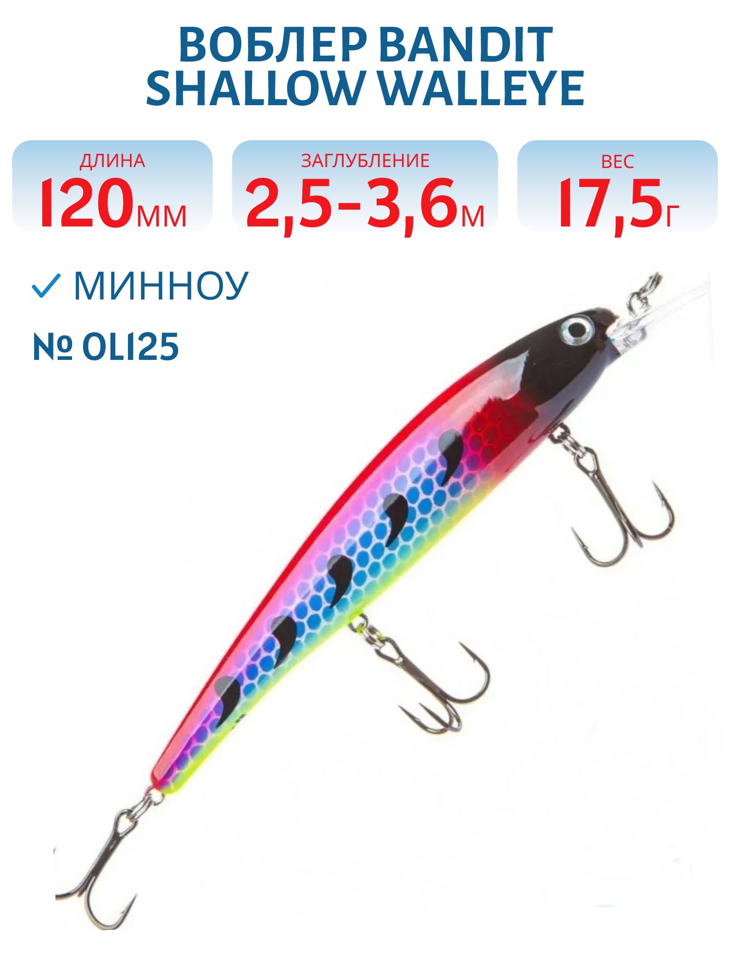 Воблер BANDIT SHALLOW WALLEYE OL125