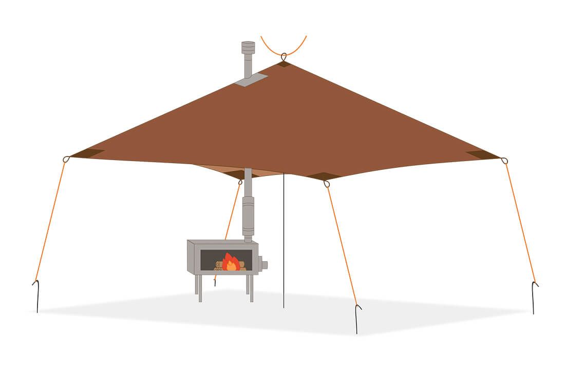 Тент 4,5х4,5м с разделкой дымохода Берег