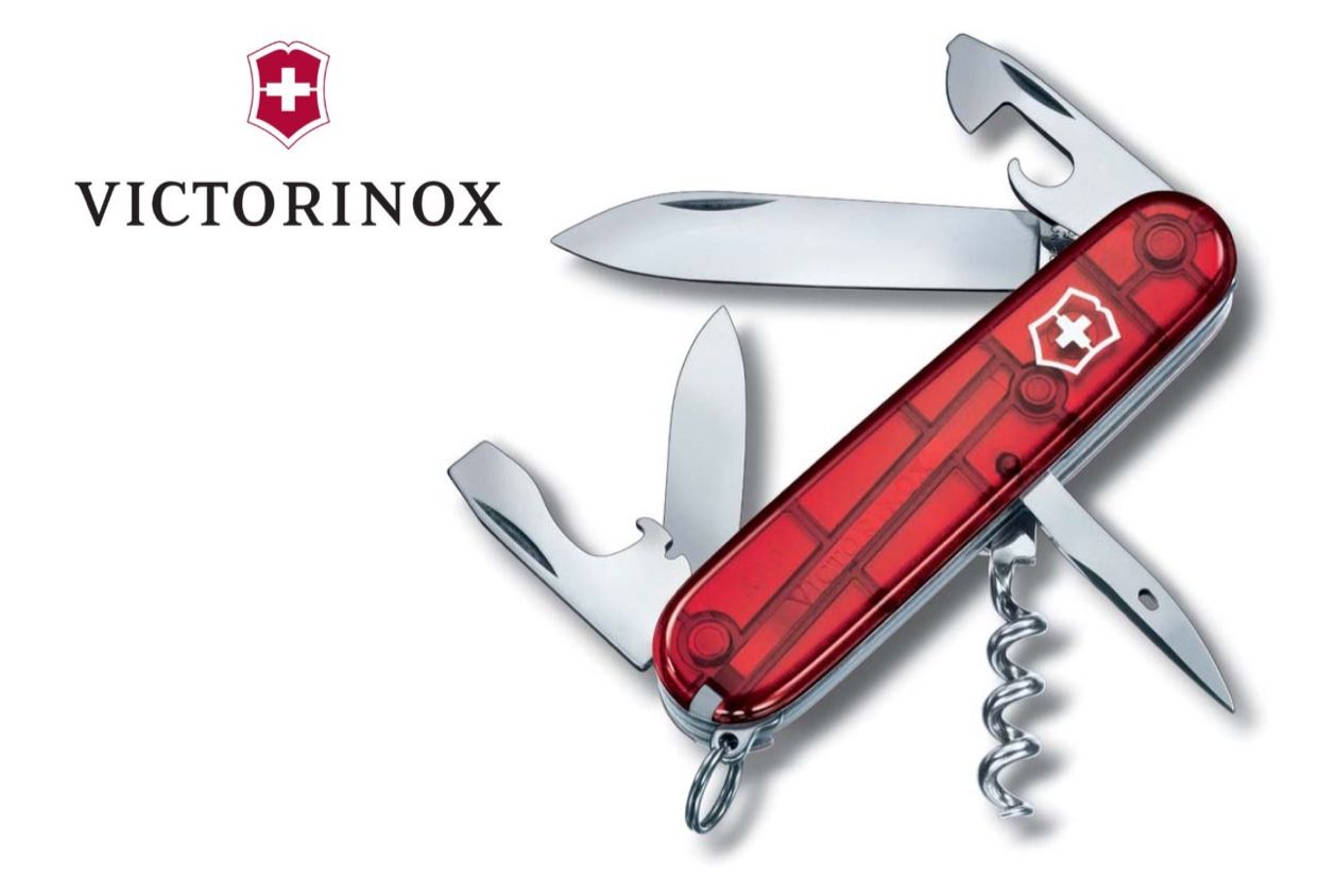 Нож Victorinox Spartan (1.3603.T),  91мм,  12ф.,  прозрачн. красный