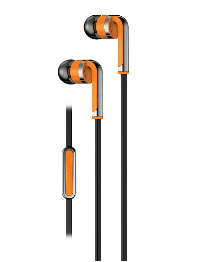 Наушники "Calypso" оранжевые,  пластик,  с микрофоном и кнопкой ответа OLMIO (39043)