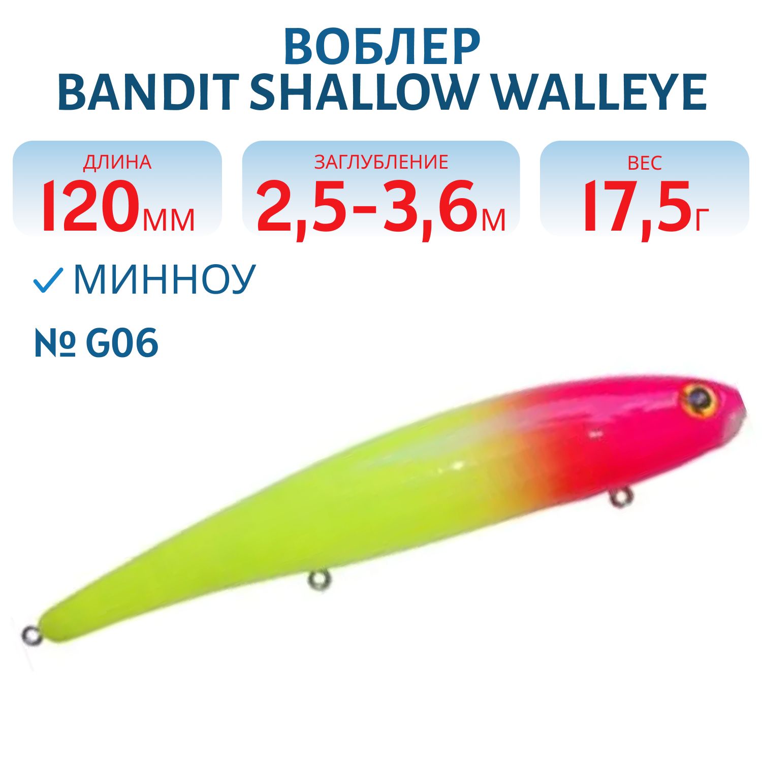 Воблер BANDIT SHALLOW WALLEYE G06