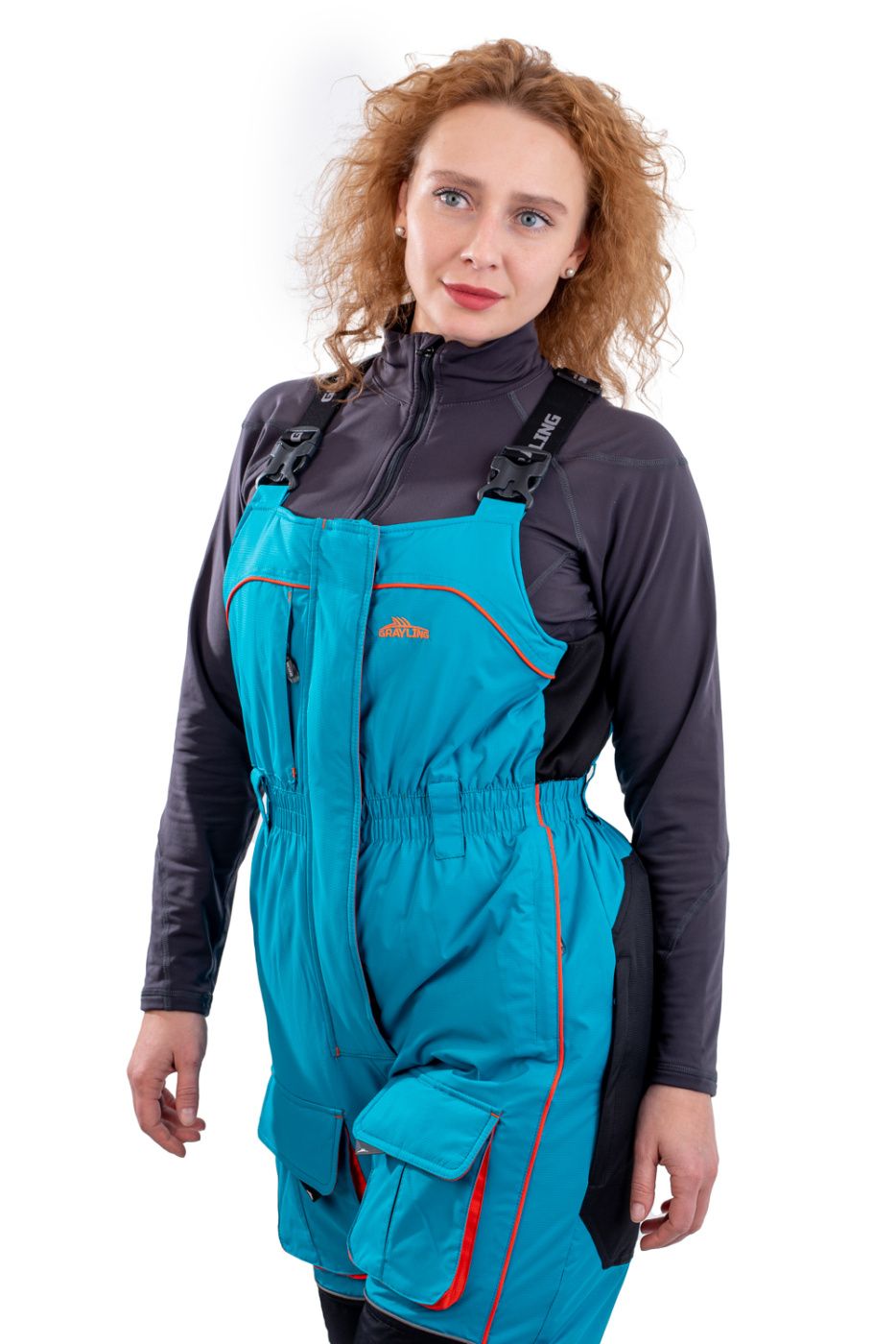 костюм женский для рыбалки grayling камчатка, зимний, бирюзово-оранжевый (р-р 44-46 рост 170-176) м
