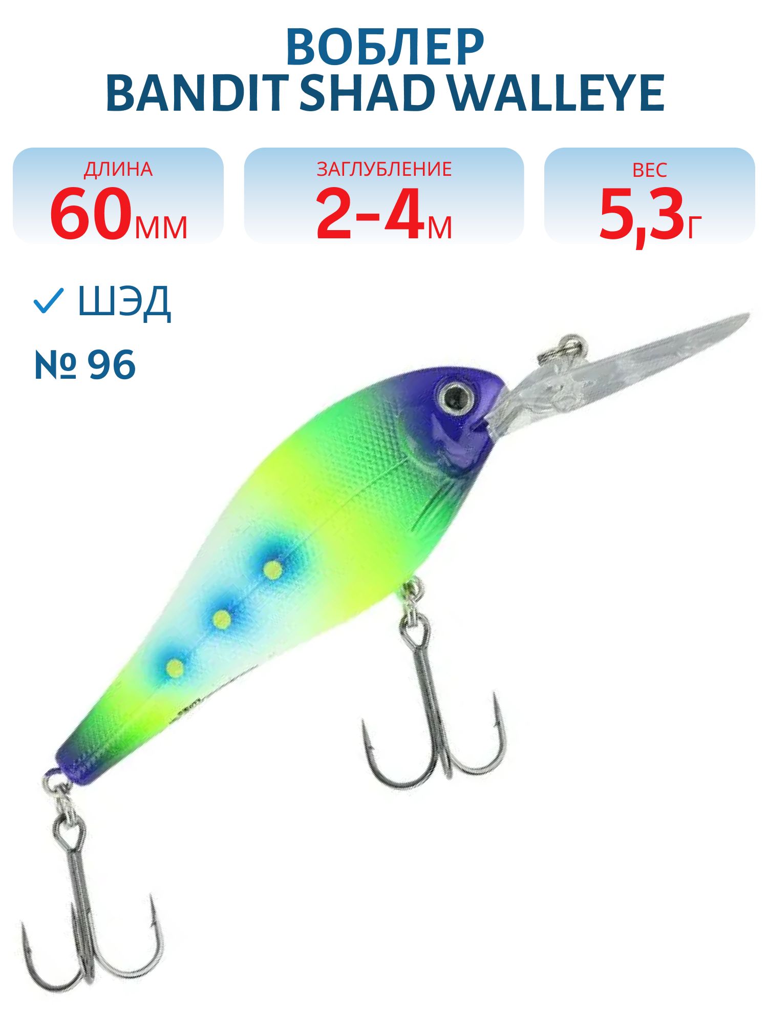 Воблер BANDIT SHAD WALLEYE 1 96