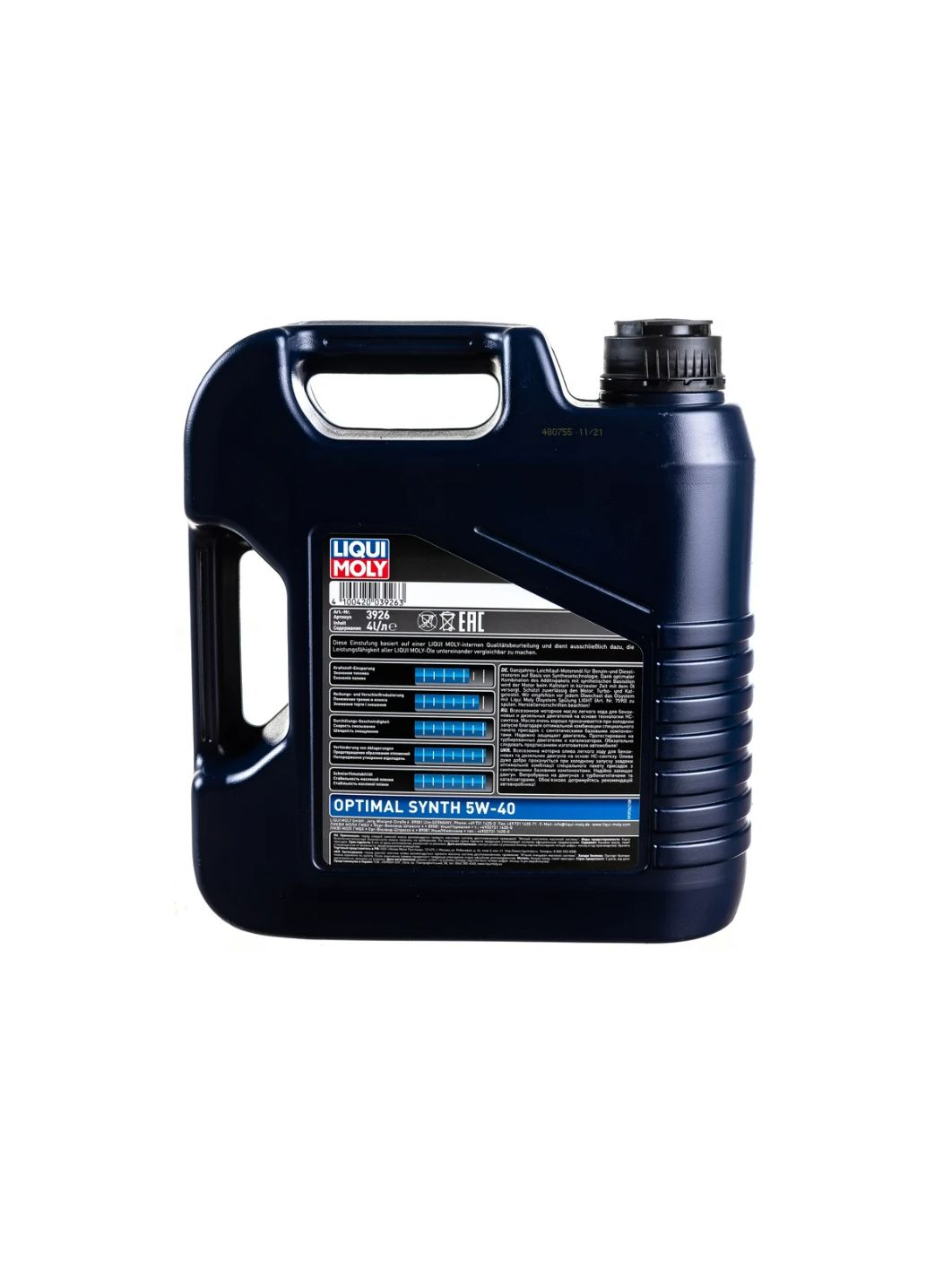 LIQUI MOLY "Optimal Synth" 5W40 4L синтетическое моторное масло 3926