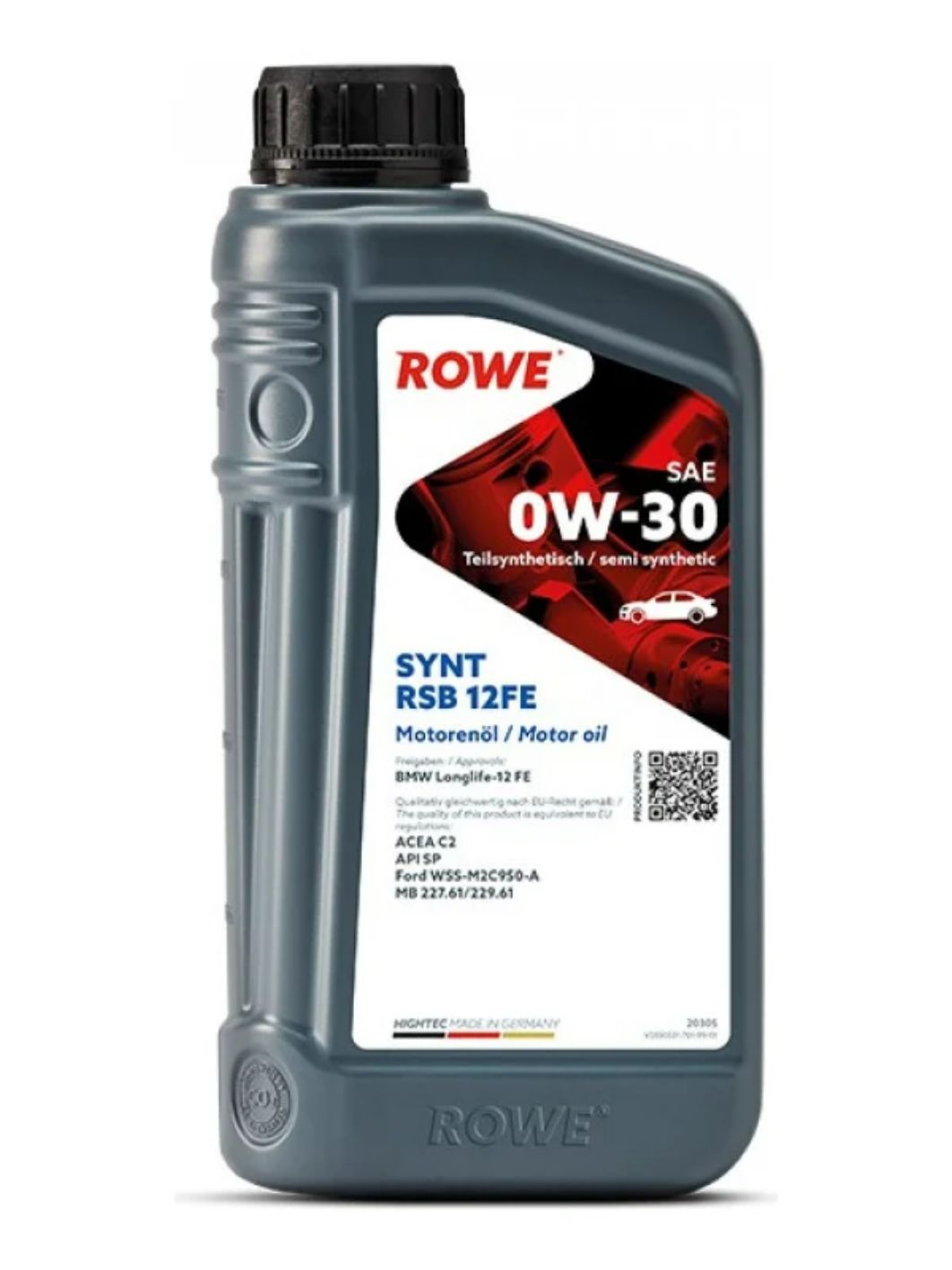 ROWE  HIGHTEC SYNT RSB 12FE SAE 0W30 1L полусинтетическое моторное масло
