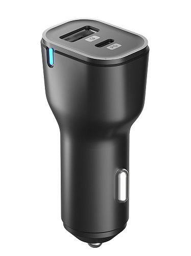 Автомобильное зарядное устройство (USB,  Type-C,  PowerDelivery,  QuikCharge,  20W) черное OLMIO (43801)