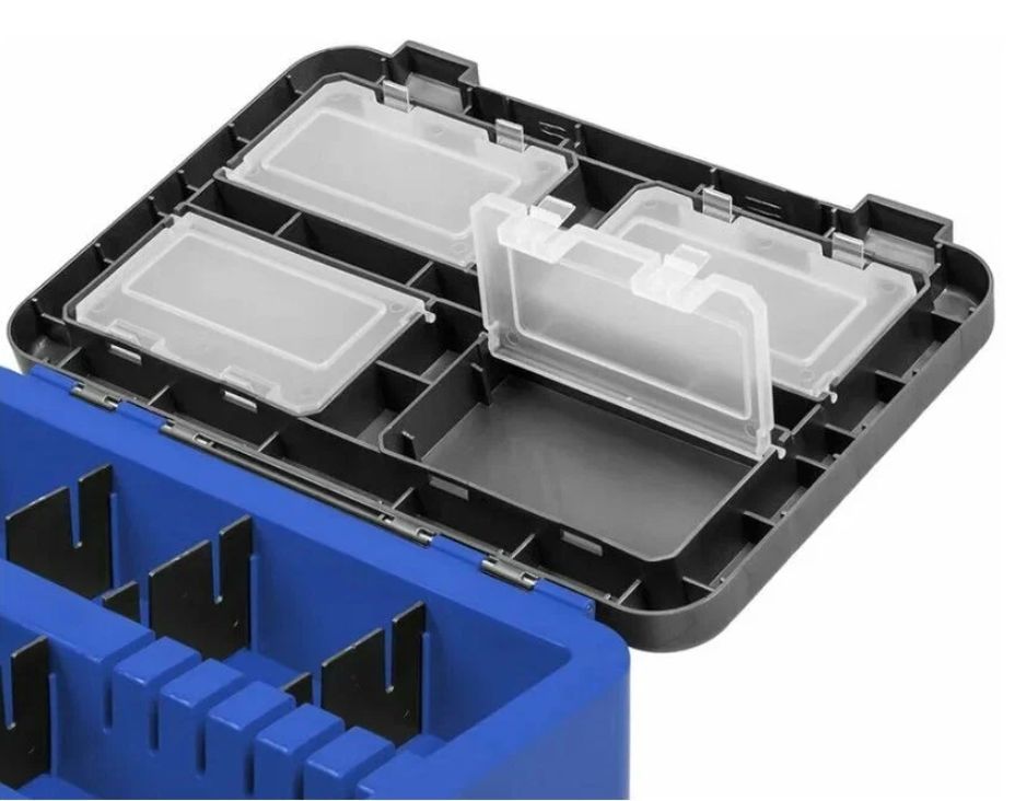 Ящик рыболовный зимний (19л) двухсекционный серый/синий Helios