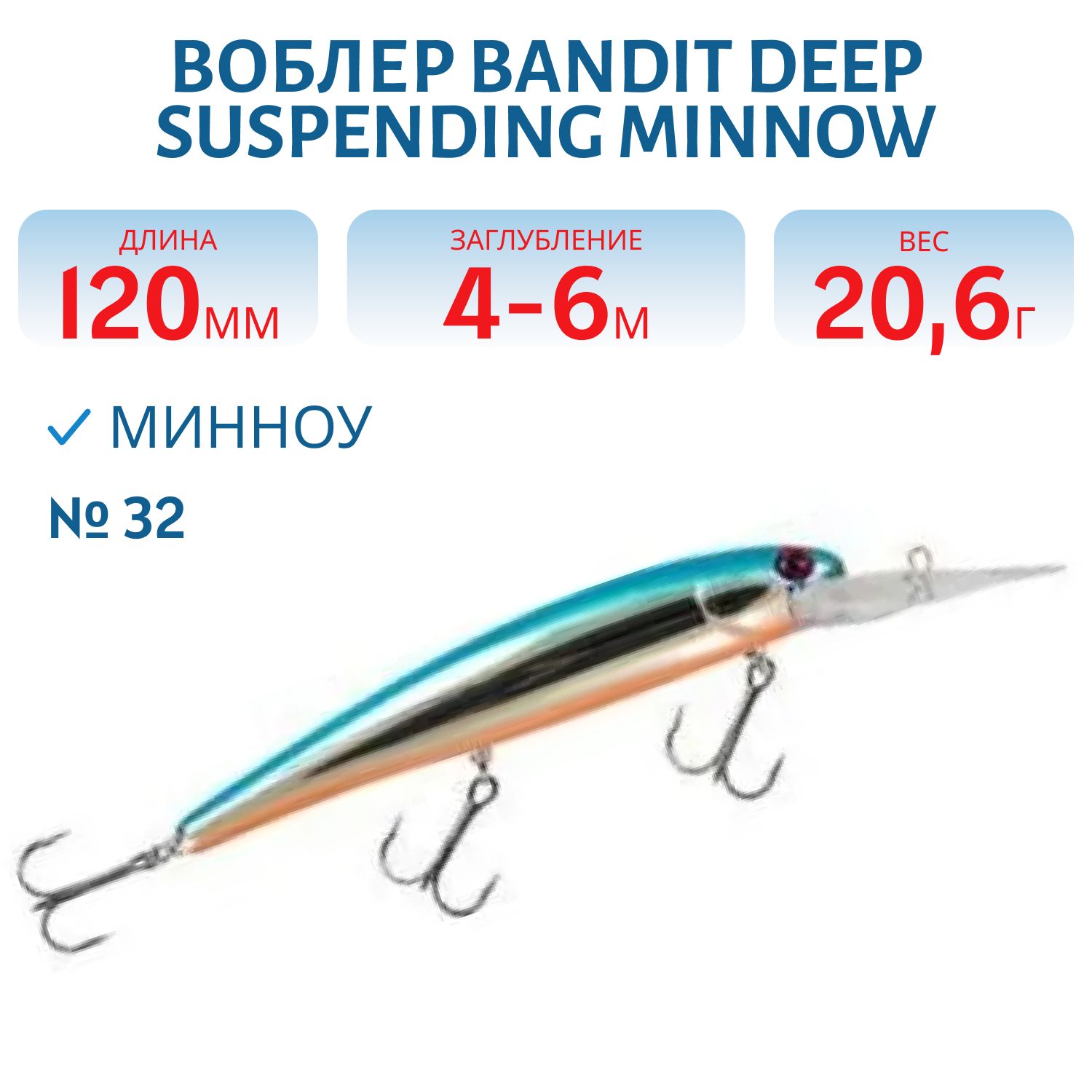 Воблер BANDIT DEEP SUSPENDING MINNOW 32