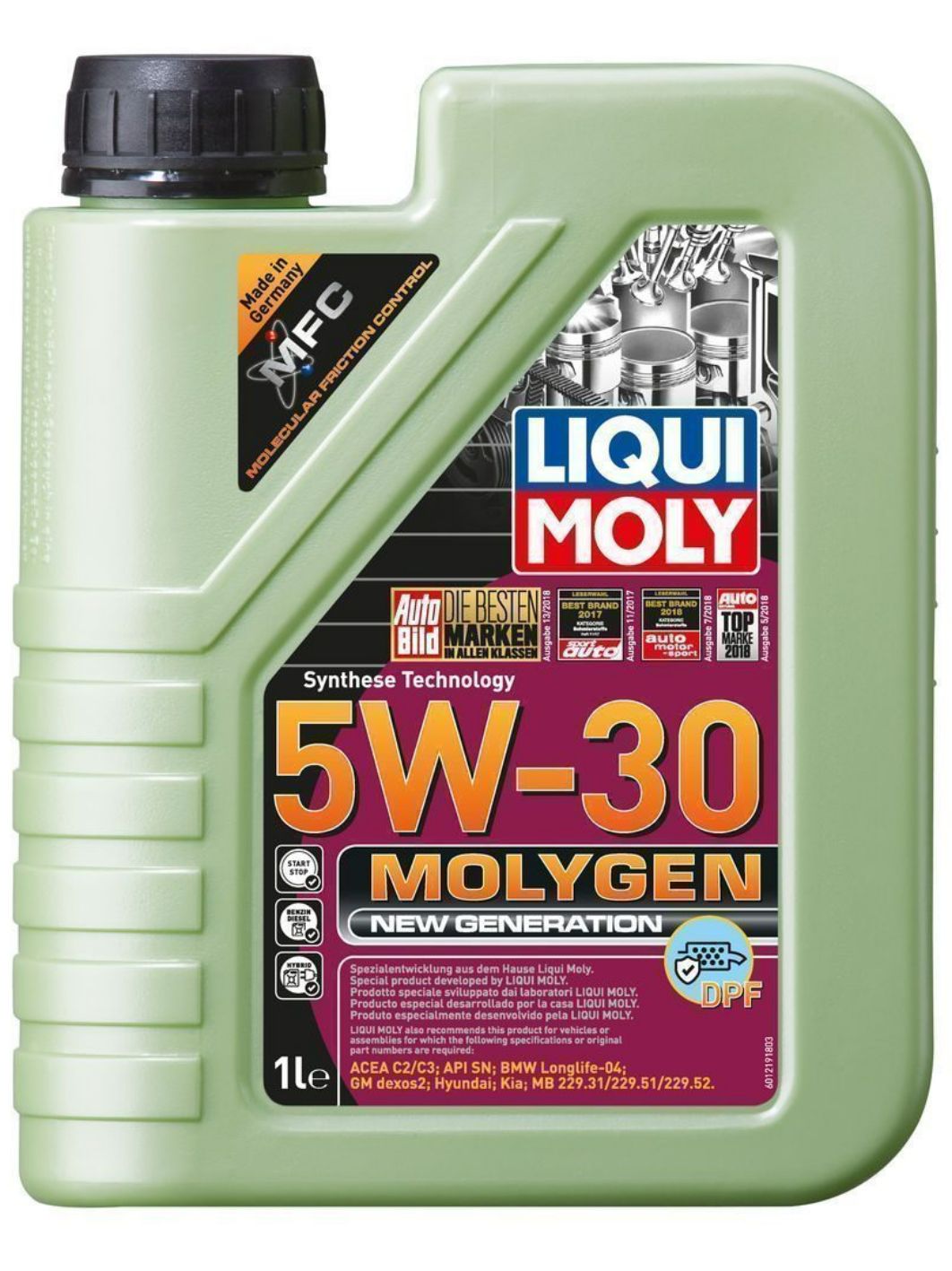 LIQUI MOLY "Molygen New Generation DPF" 5W30 1L синтетическое моторное масло 21224