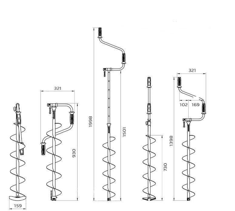 Ледобур BURAN 150R правое вращение,  цельнотянутый шнек Тонар