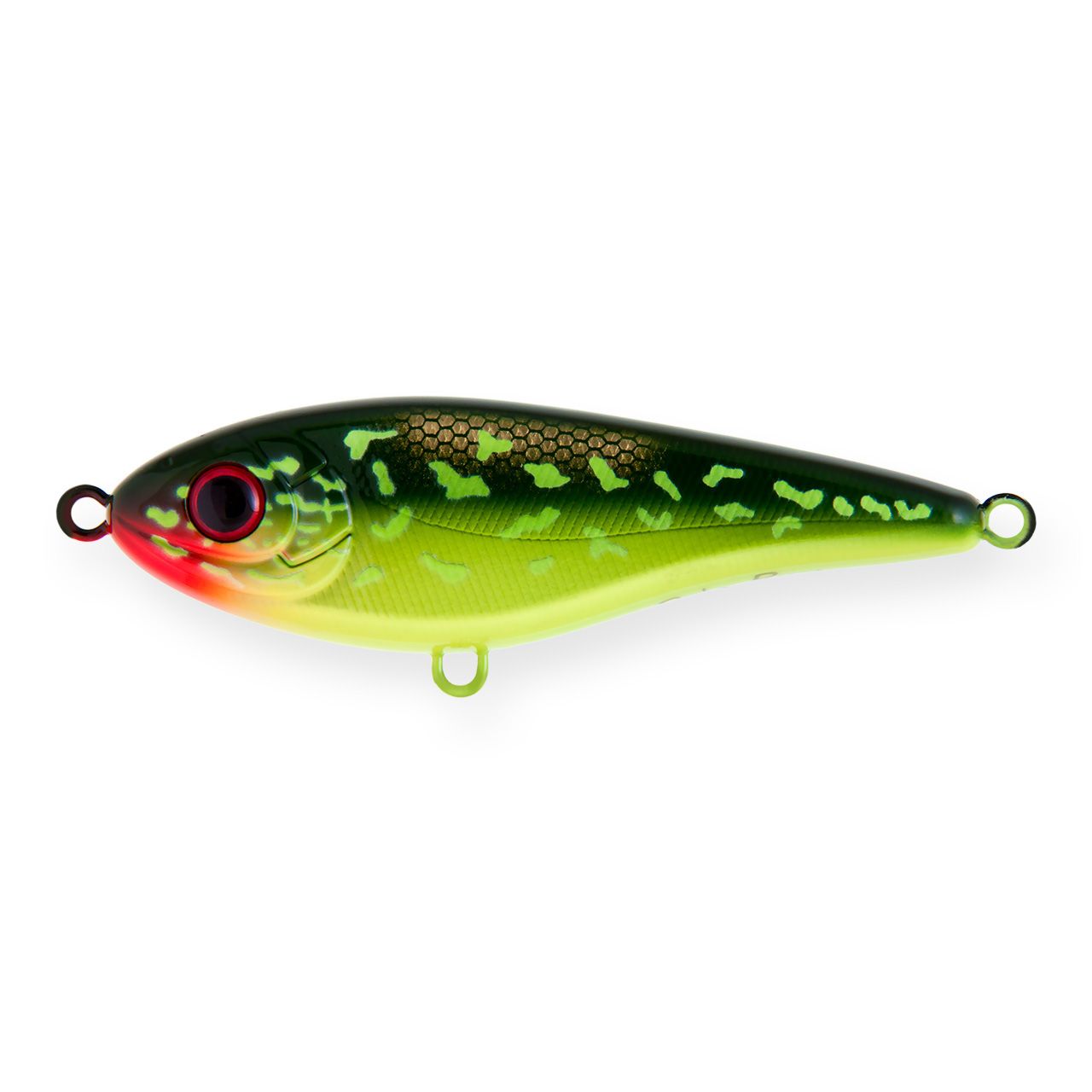 Воблер Джеркбейт Strike Pro Buster Jerk II Shallow Runner,  120 мм,  37 гр,  Загл. 0, 3м.-2, 0м.,  Медленно всплывающий,  цвет: AC202F Hot Pike,  (EG-049#AC202F)