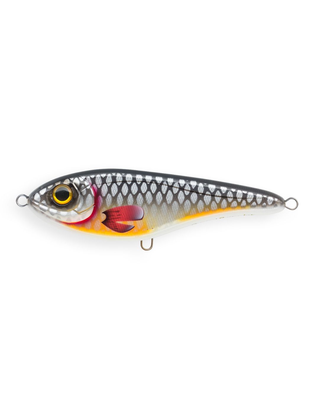 Воблер Джеркбейт Strike Pro Buster Jerk II Shallow Runner,  120 мм,  37 гр,  Загл. 0, 3м.-2, 0м.,  Медленно всплывающий,  цвет: C649F Grey Roach,  WOLF COLOR,  (EG-049#C649F)