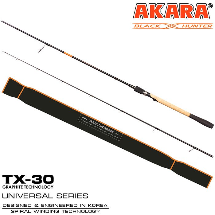 Хлыст угольный для спиннинга Akara Black Hunter H802 (17-51) 2, 44 м